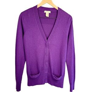Orvis Women's V-Neck Wool/Cotton Cardigan | Purple | SIZE M